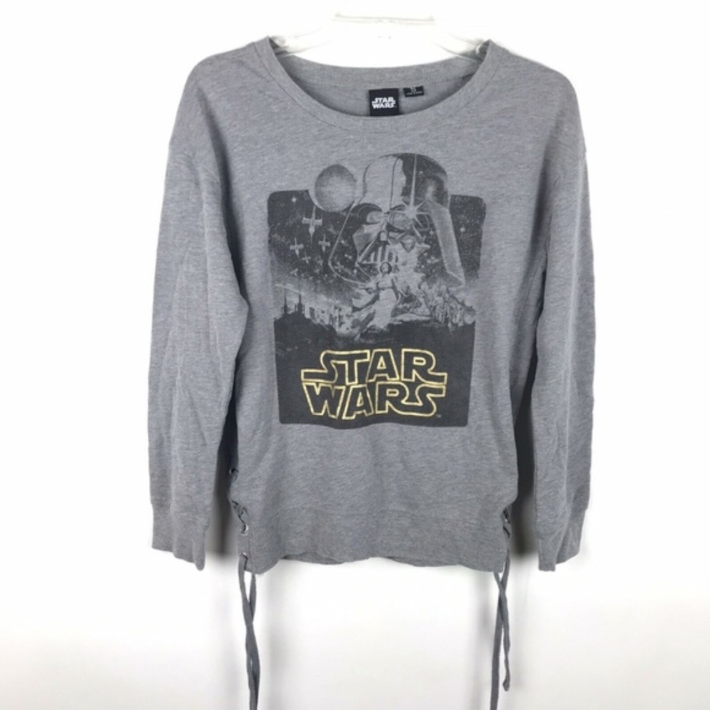 Star Wars Gray Graphic Print Long Sleeve Shirt Top